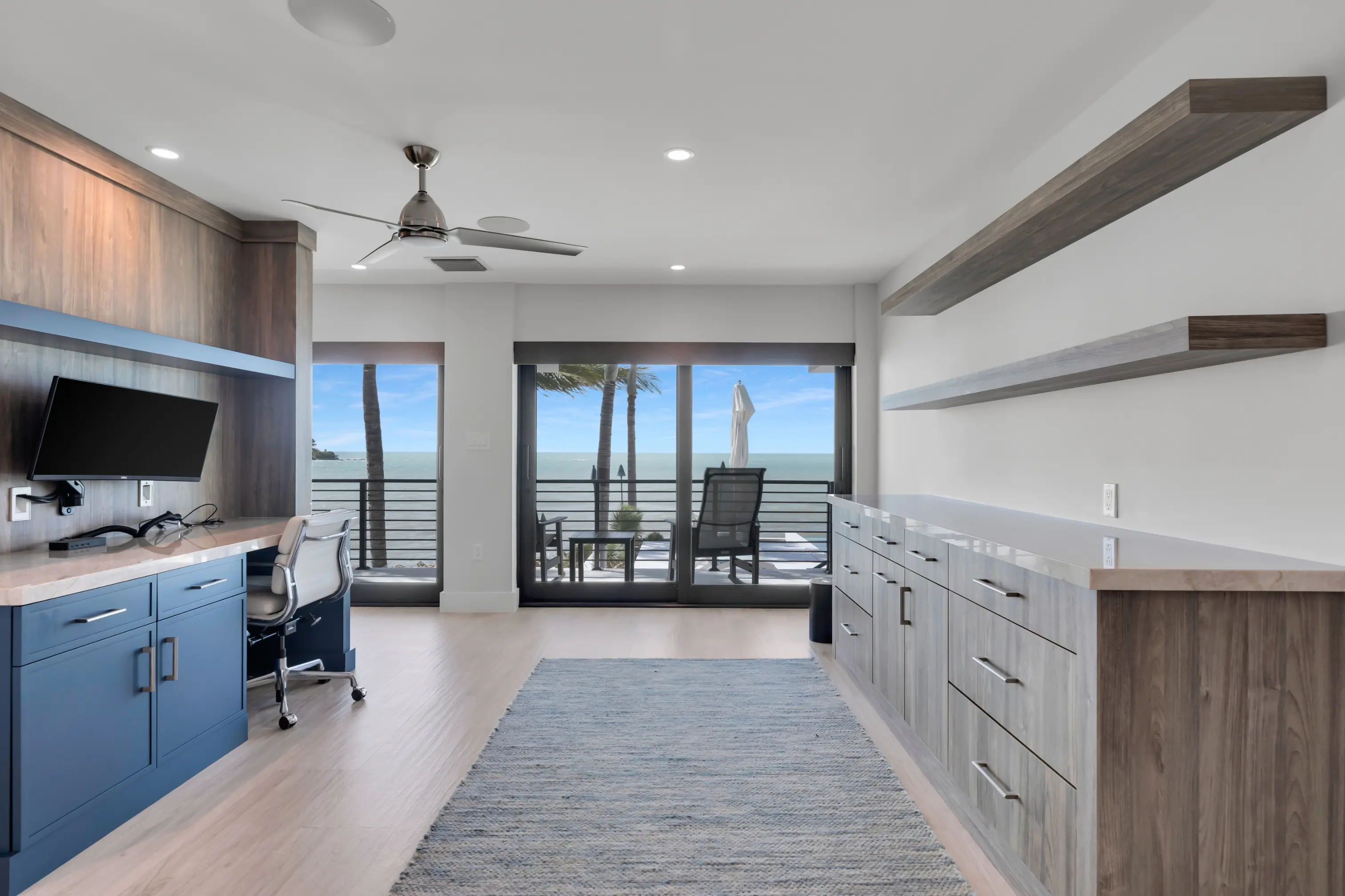 Home office with ocean view balcony