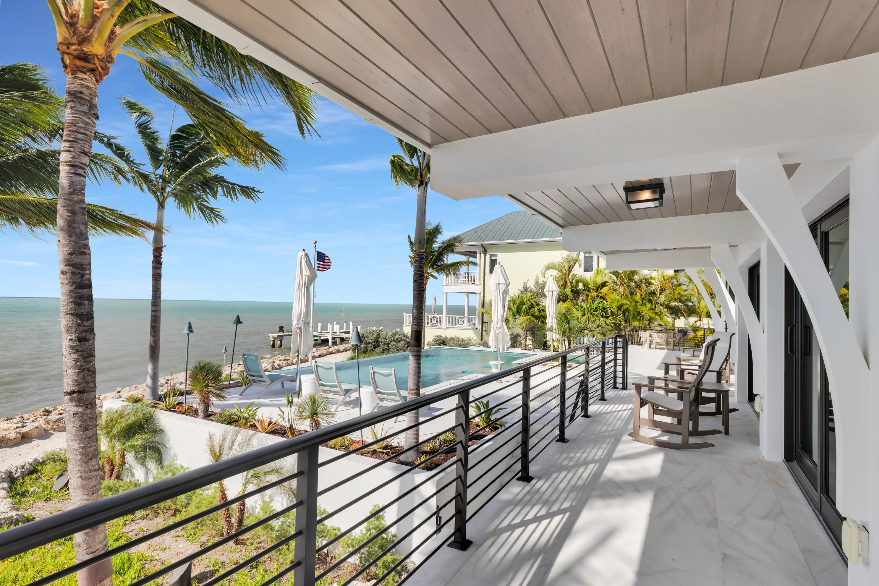Covered balcony with ocean views