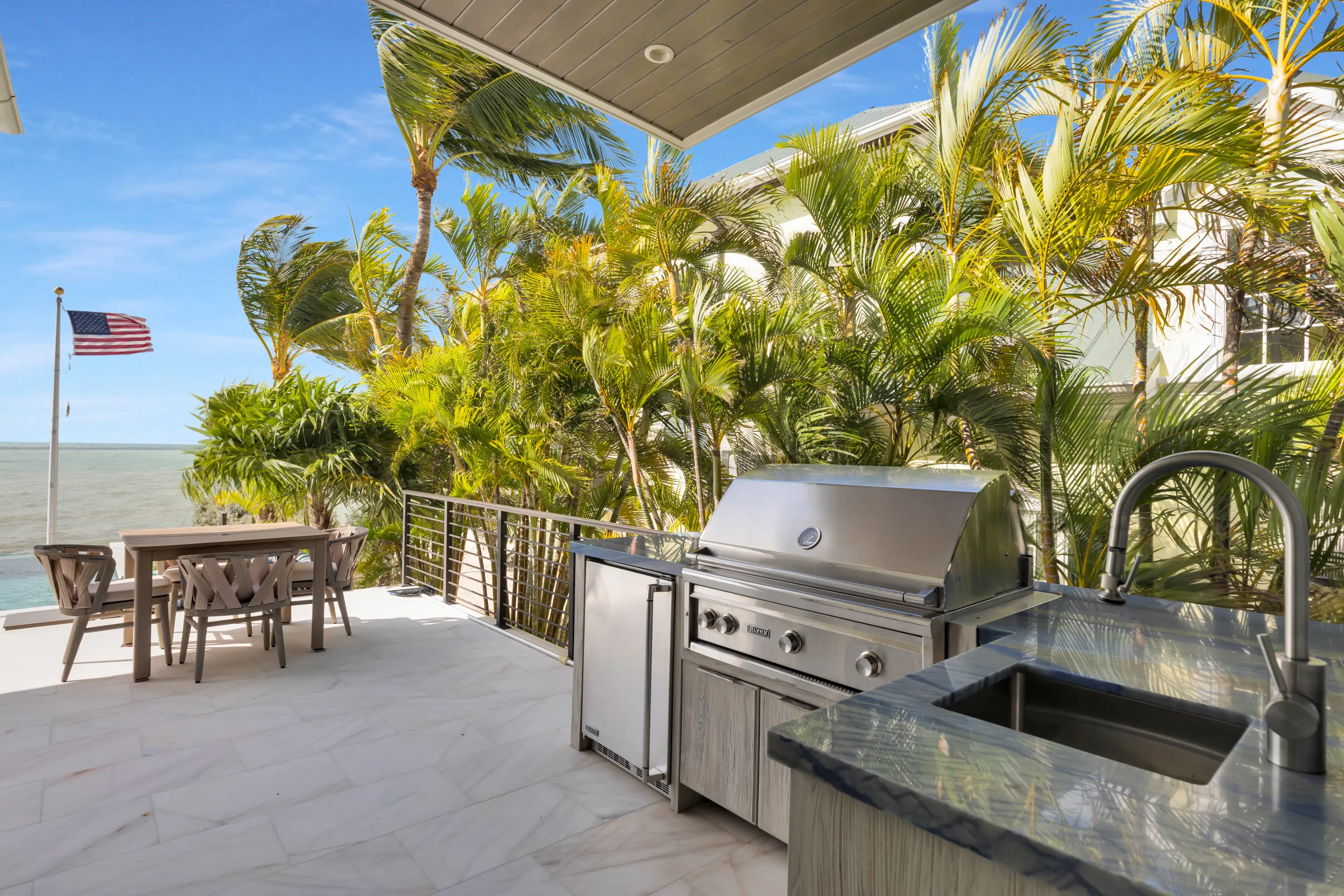 Outdoor kitchen with ocean views